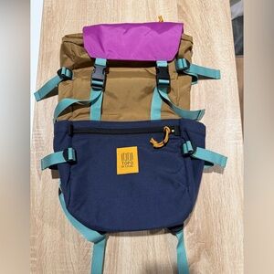 Topo Designs Rover Pack Classic Purple, Brown, and Navy  20L